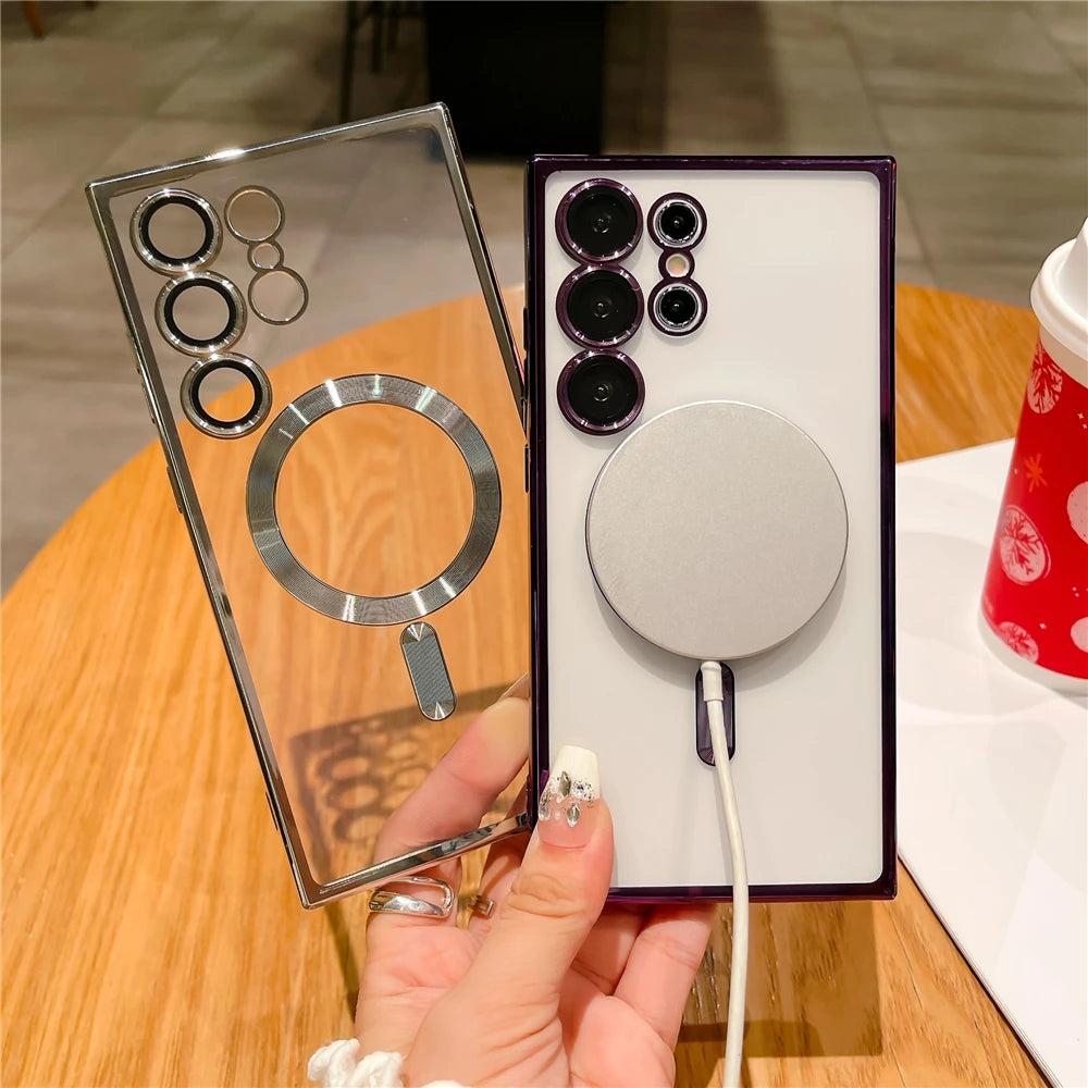 Magnetic wireless charging transparent shockproof case samsung - product image