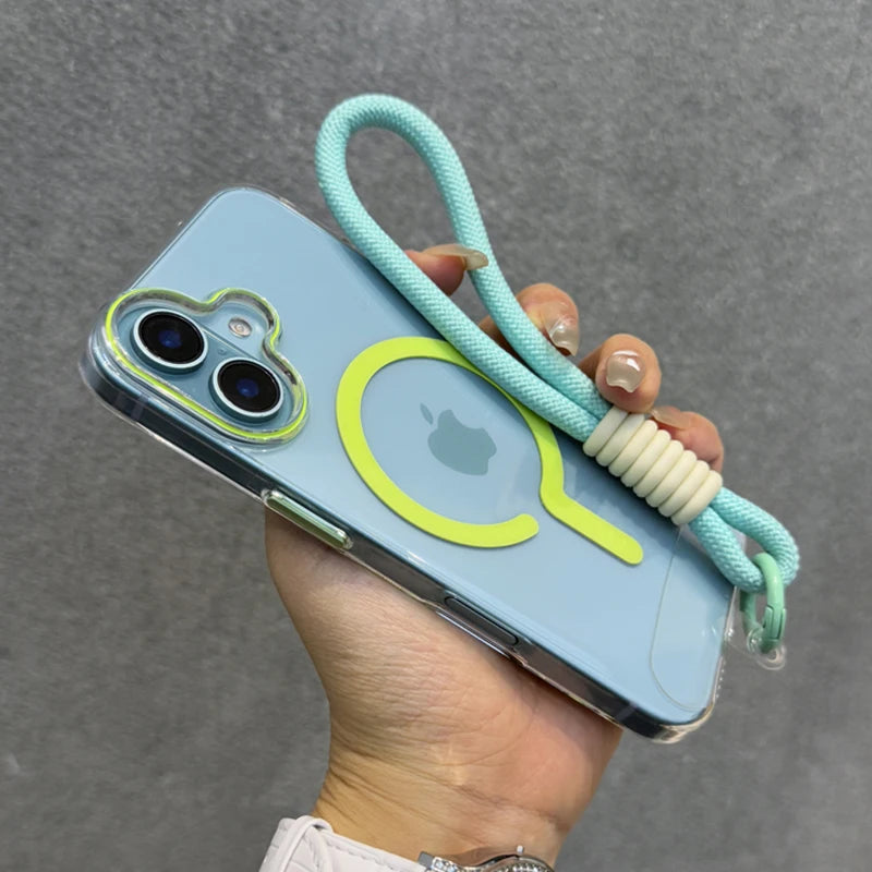 Magnetic wrist strap lanyard transparent shockproof case - product image