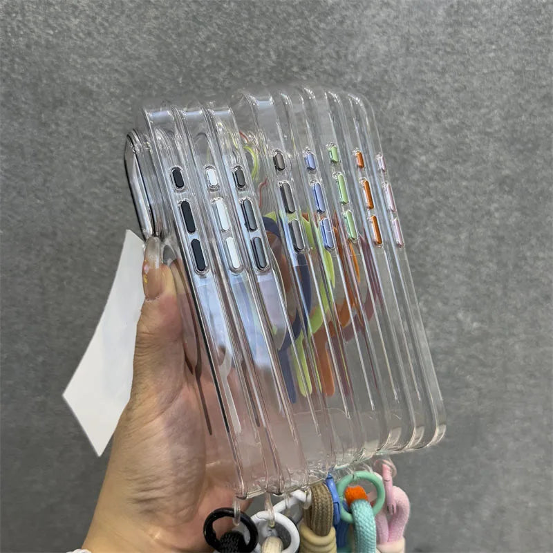 Magnetic wrist strap lanyard transparent shockproof case - product image