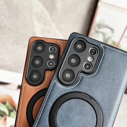 Magsafe magnetic stand holder leather wireless charging case - product image