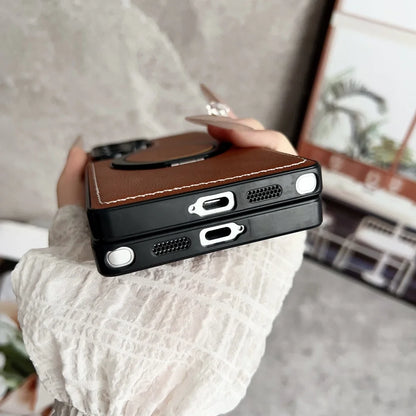 Magsafe magnetic stand holder leather wireless charging case - product image