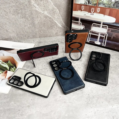 Magsafe magnetic stand holder leather wireless charging case - product image