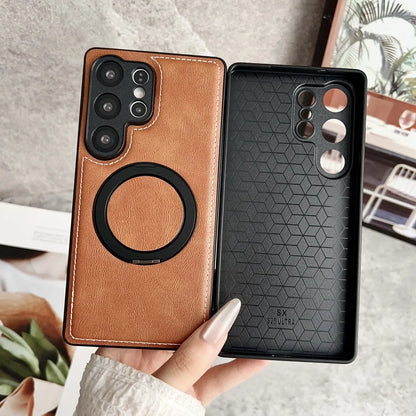 Magsafe magnetic stand holder leather wireless charging case - product image