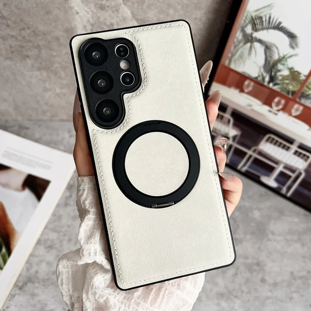 Magsafe magnetic stand holder leather wireless charging case - product image