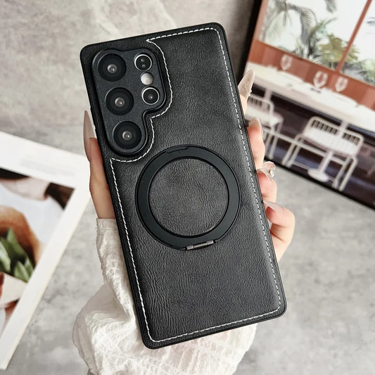 Magsafe magnetic stand holder leather wireless charging case - product image