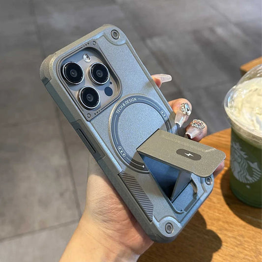 Matte heavy duty magnetic fold stand armor bumper case - product image