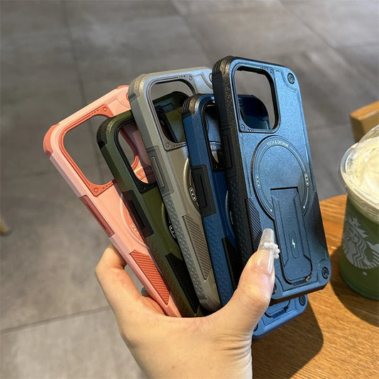 Matte heavy duty magnetic fold stand armor bumper case - product image