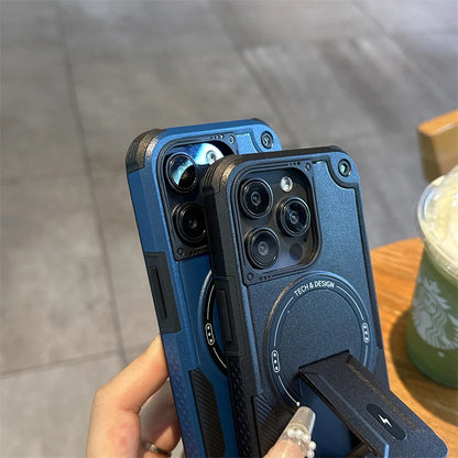 Matte heavy duty magnetic fold stand armor bumper case - product image