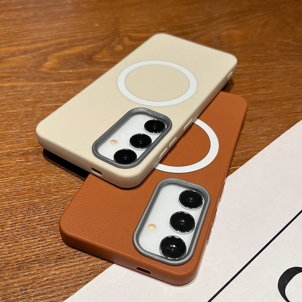 Matte leather magnetic soft protective case samsung galaxy - product image