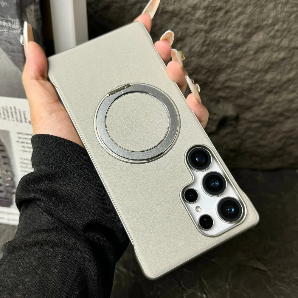 Matte leather magnetic stand holder case - product image