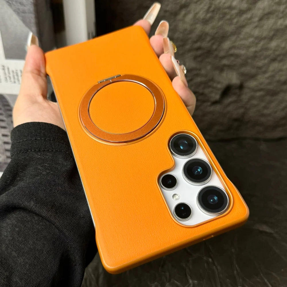 Matte leather magnetic stand holder case - product image