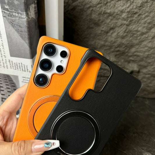 Matte leather magnetic stand holder case - product image