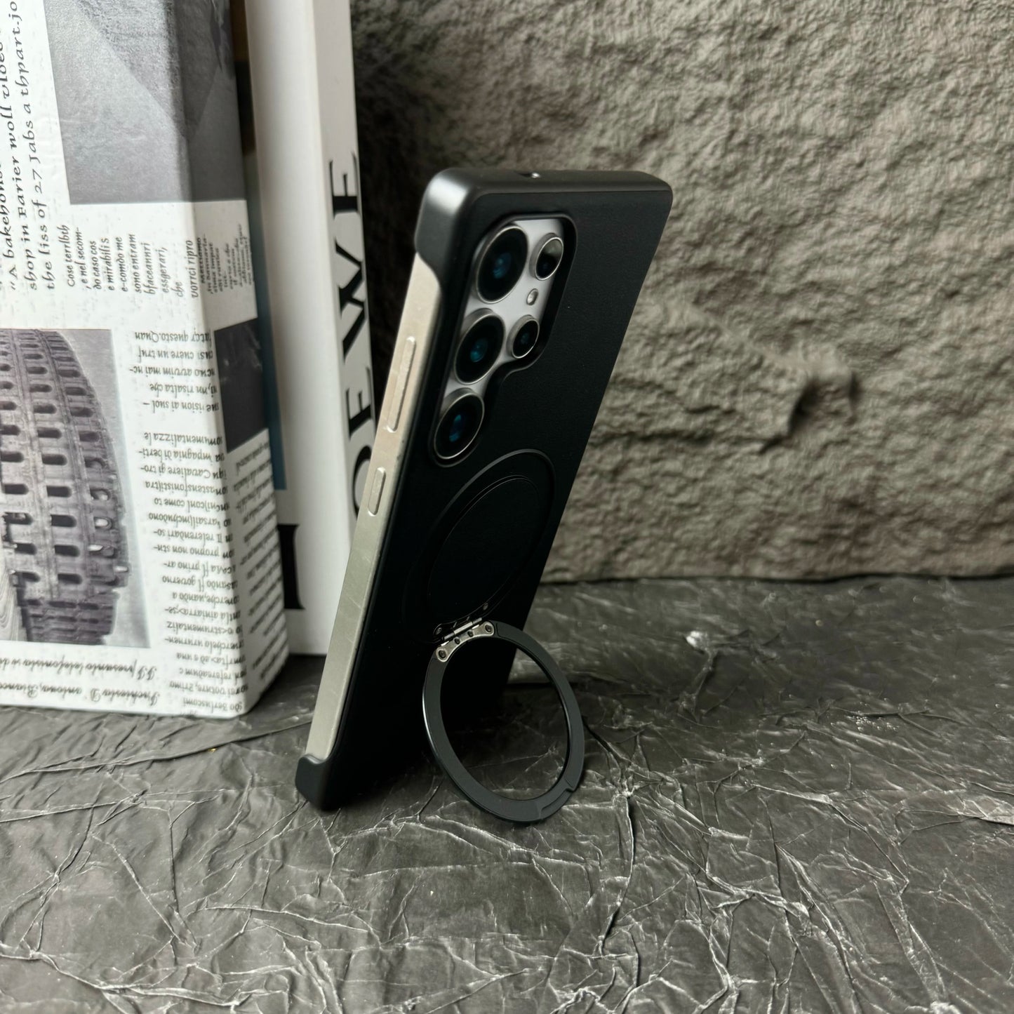 Matte leather magnetic stand holder case - product image