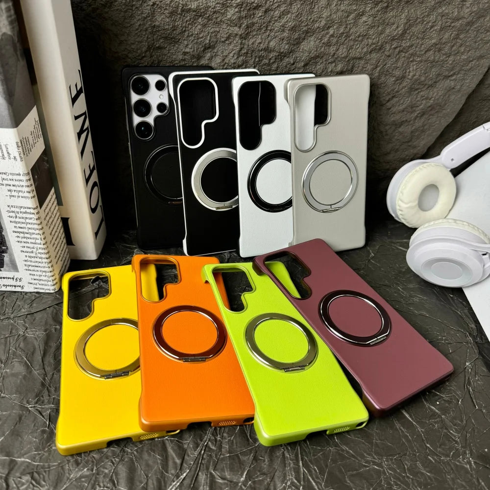 Matte leather magnetic stand holder case - product image