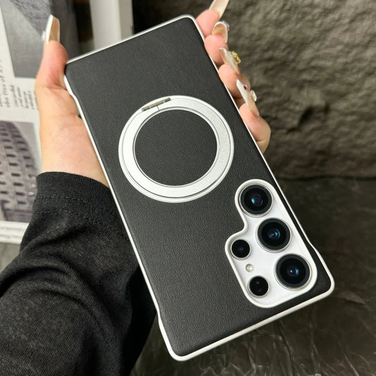 Matte leather magnetic stand holder case - product image