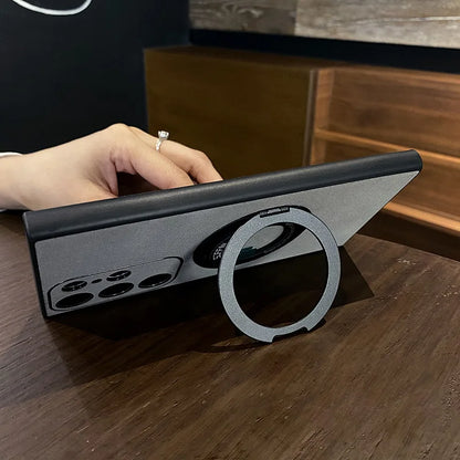 Matte leather magnetic stand holder phone case - product image