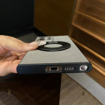 Matte leather magnetic stand holder phone case - product image