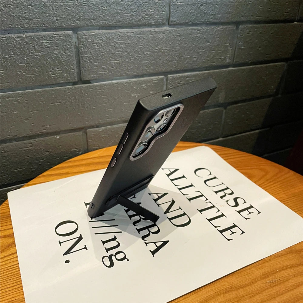 Matte leather magnetic stand shockproof bumper case samsung - product image