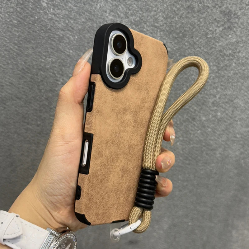 Matte leather magnetic wrist strap camera protection case - product image