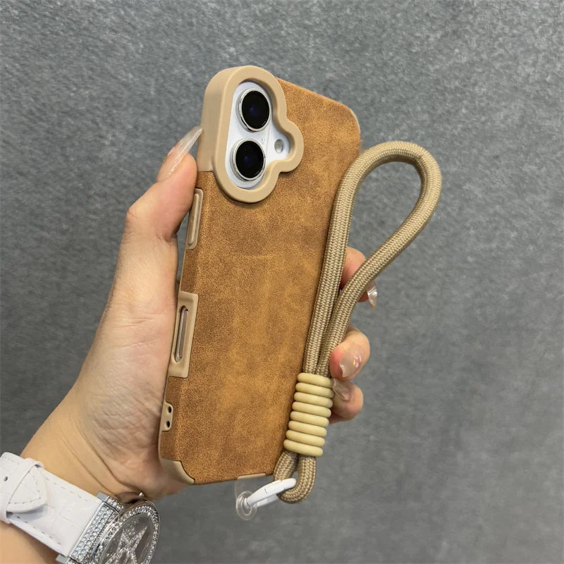 Matte leather magnetic wrist strap camera protection case - product image