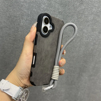 Matte leather magnetic wrist strap camera protection case - product image