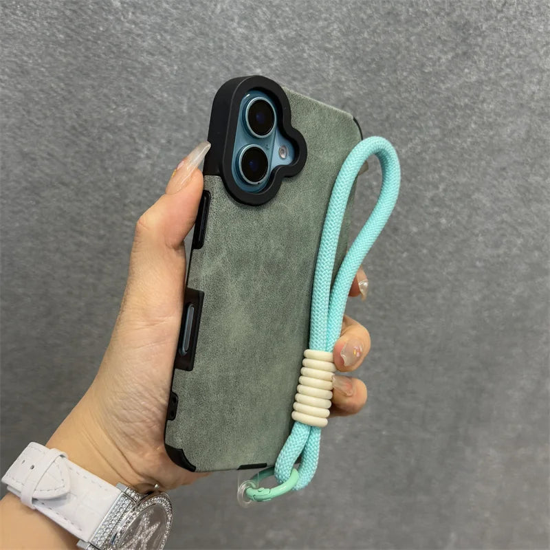 Matte leather magnetic wrist strap camera protection case - product image