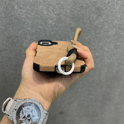 Matte leather magnetic wrist strap camera protection case - product image