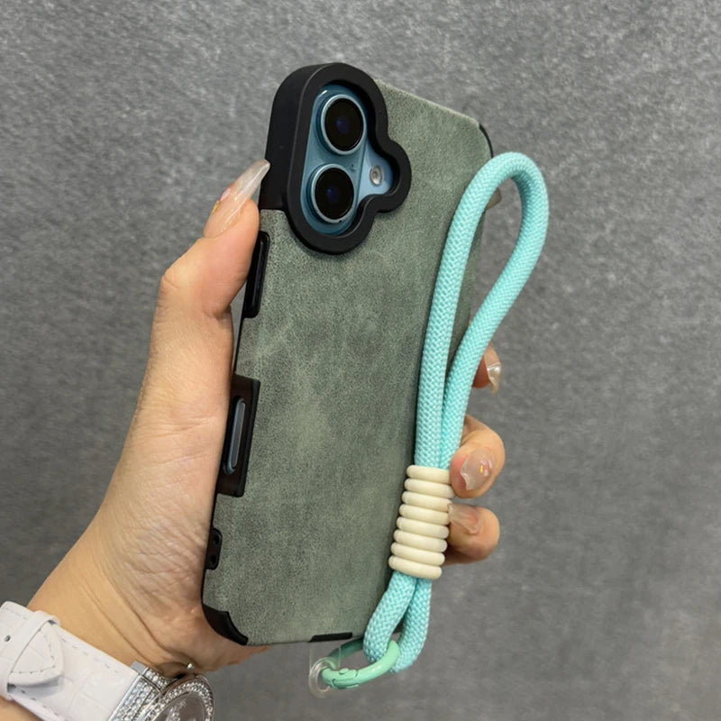 Matte leather magnetic wrist strap camera protection case - product image