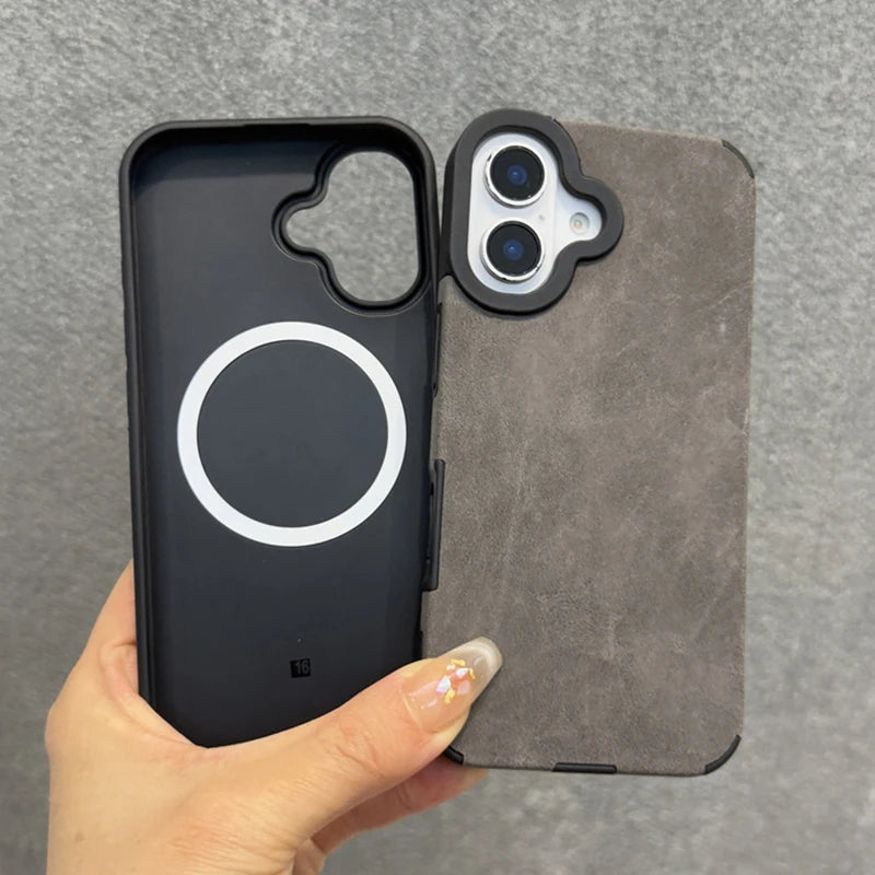 Matte leather magnetic wrist strap camera protection case - product image