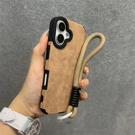 Matte leather magnetic wrist strap camera protection case - product image