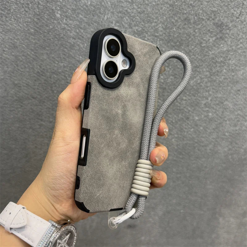 Matte leather magnetic wrist strap camera protection case - product image