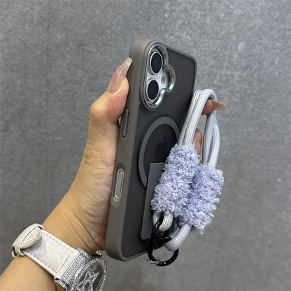 Matte magnetic fold stand wrist strap case - product image