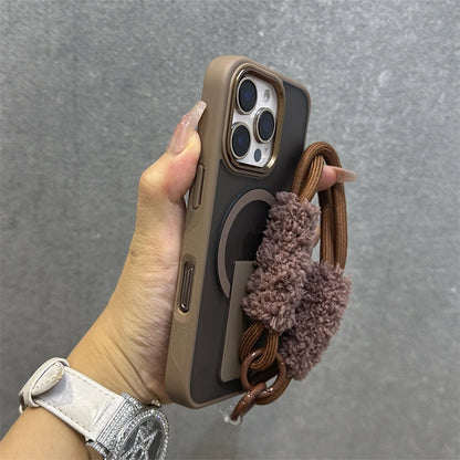 Matte magnetic fold stand wrist strap case - product image