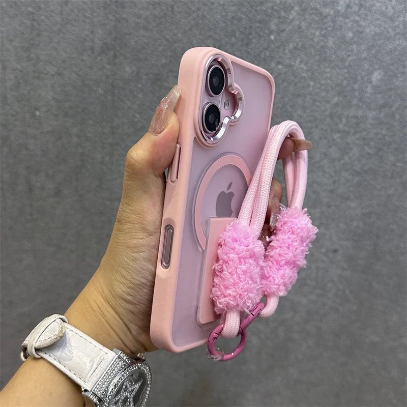 Matte magnetic fold stand wrist strap case - product image