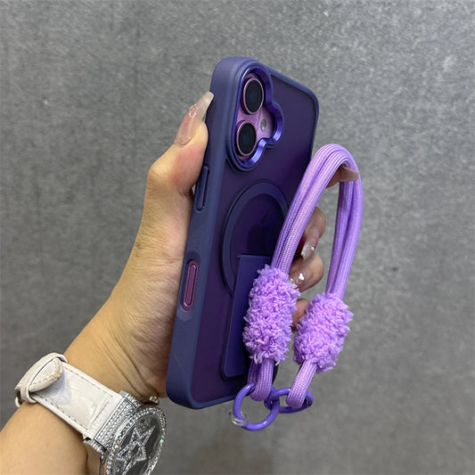 Matte magnetic fold stand wrist strap case - product image