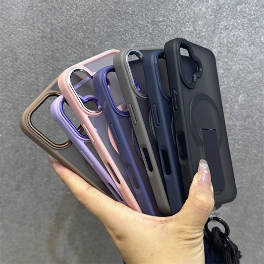 Matte magnetic fold stand wrist strap case - product image
