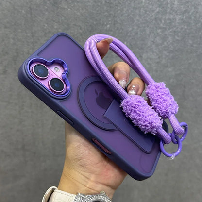 Matte magnetic fold stand wrist strap case - product image