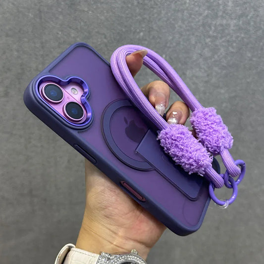 Matte magnetic fold stand wrist strap case - product image