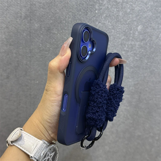 Matte magnetic fold stand wrist strap case - product image