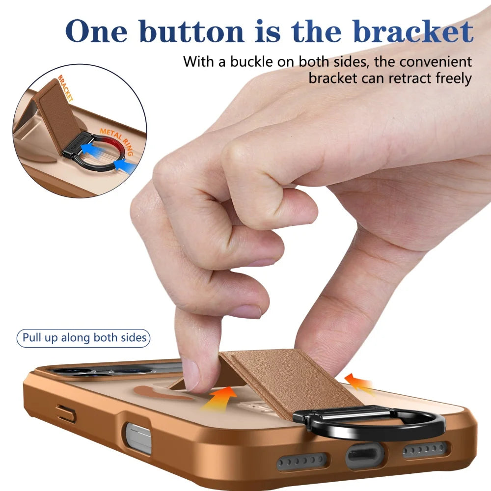 Matte magnetic folding stand shockproof case iphone compatible models - product image