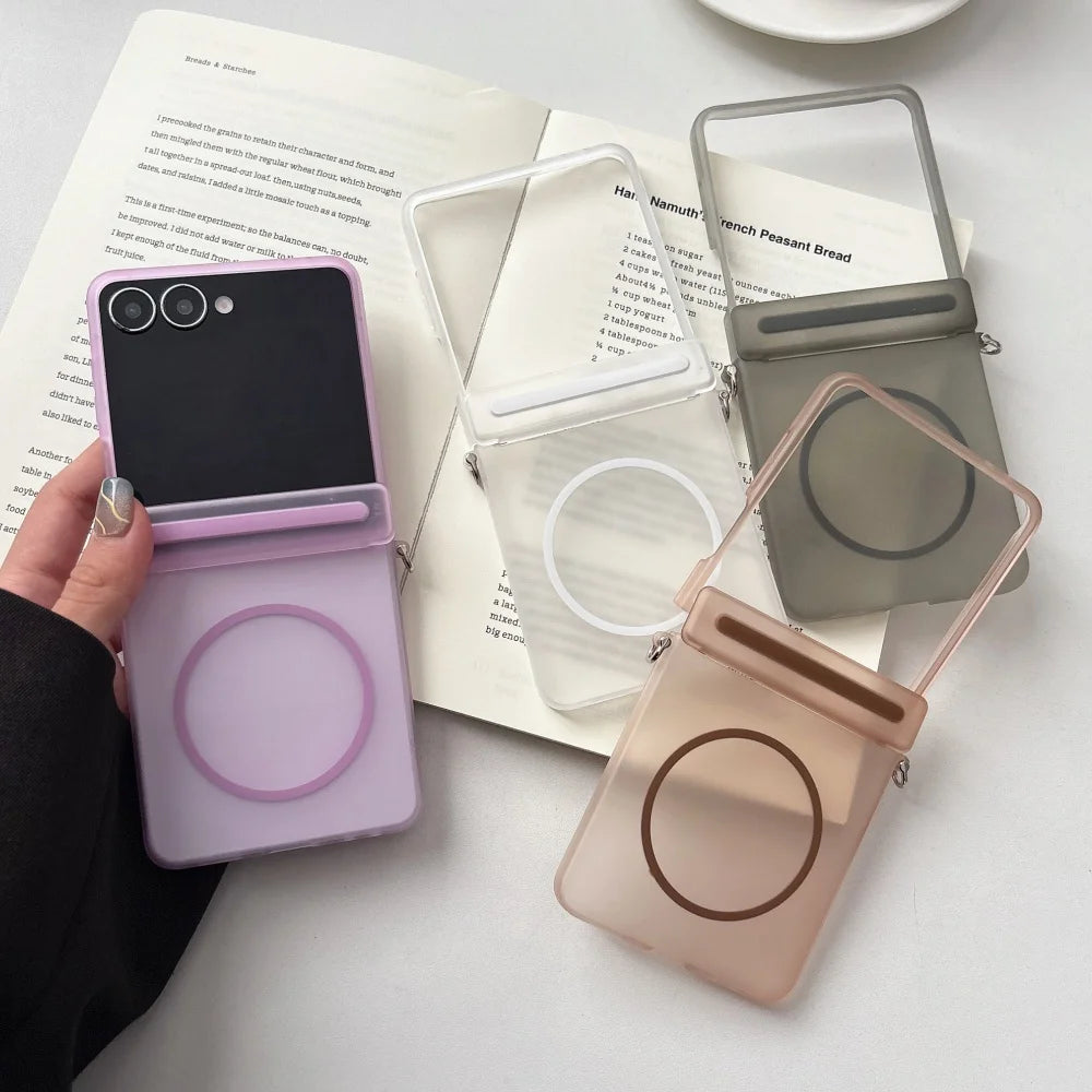 Matte magnetic wireless charging hinge hard pc case samsung z flip - product image