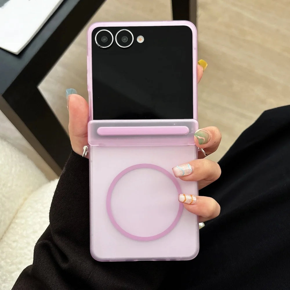 Matte magnetic wireless charging hinge hard pc case samsung z flip - product image