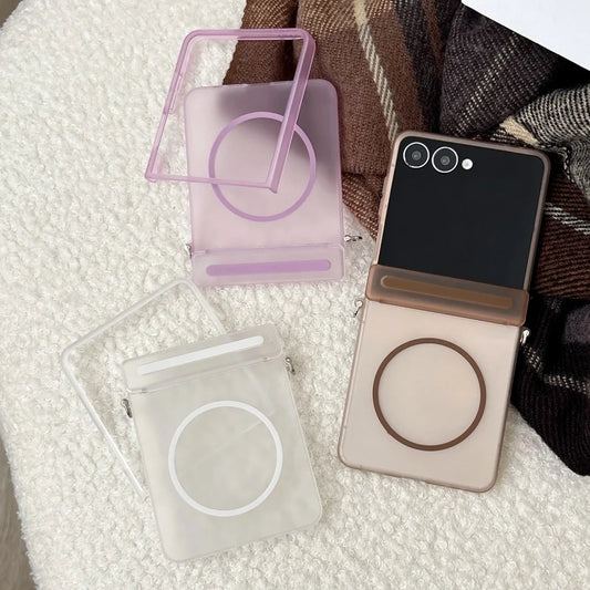 Matte magnetic wireless charging hinge hard pc case samsung z flip - product image