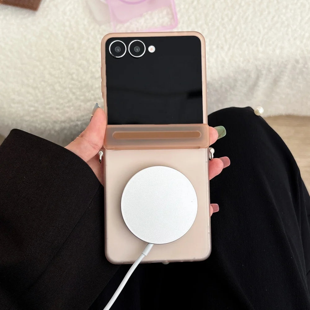 Matte magnetic wireless charging hinge hard pc case samsung z flip - product image