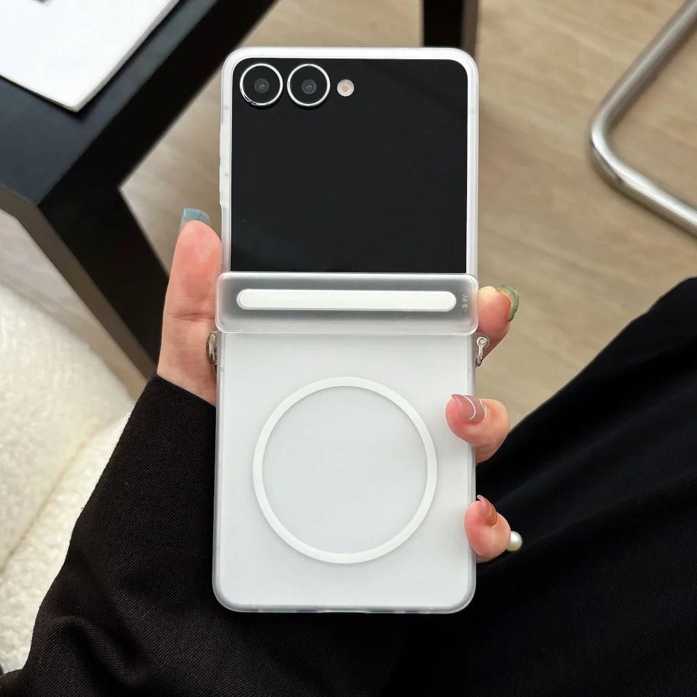 Matte magnetic wireless charging hinge hard pc case samsung z flip - product image