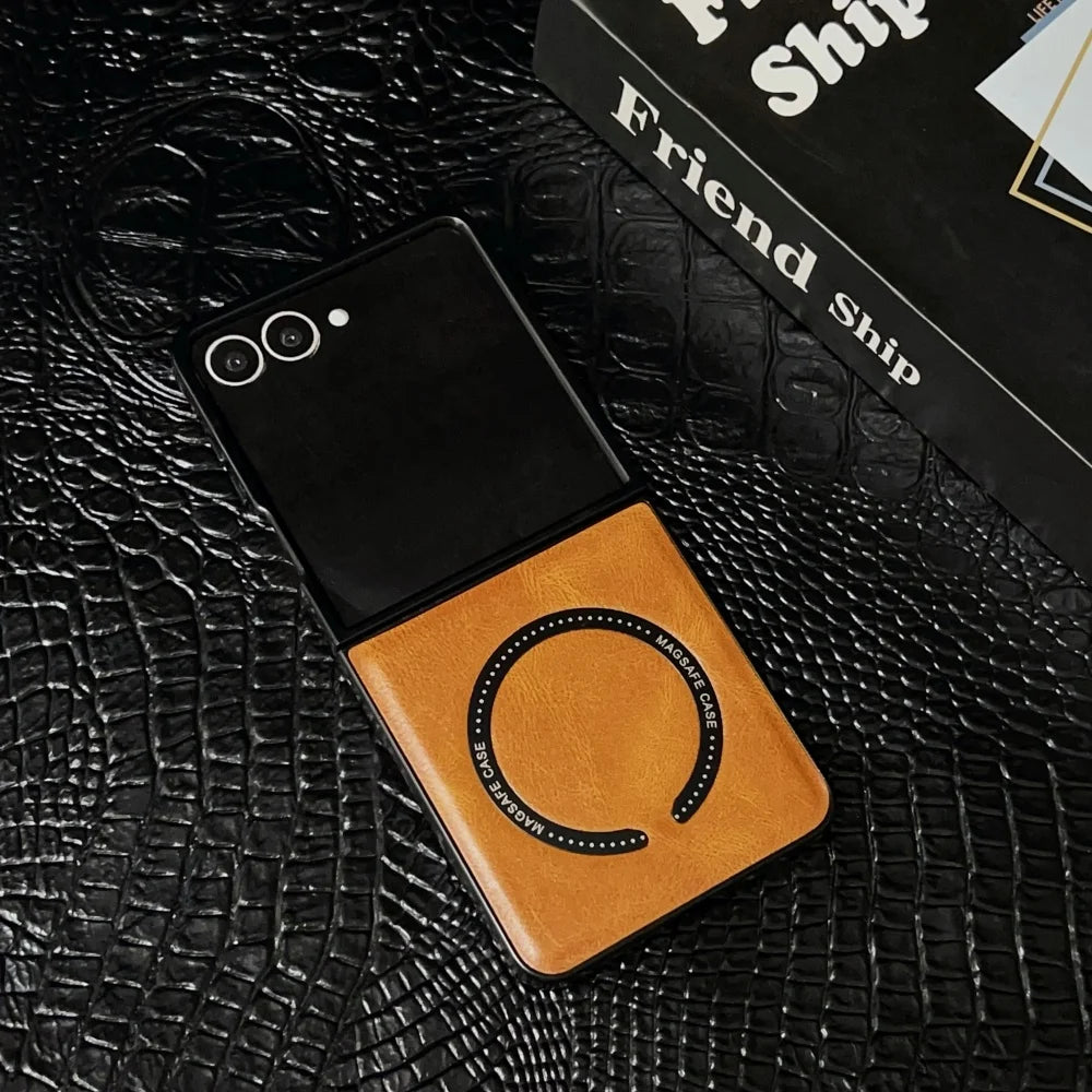 Matte magnetic wireless charging soft bumper flip phone case - product image