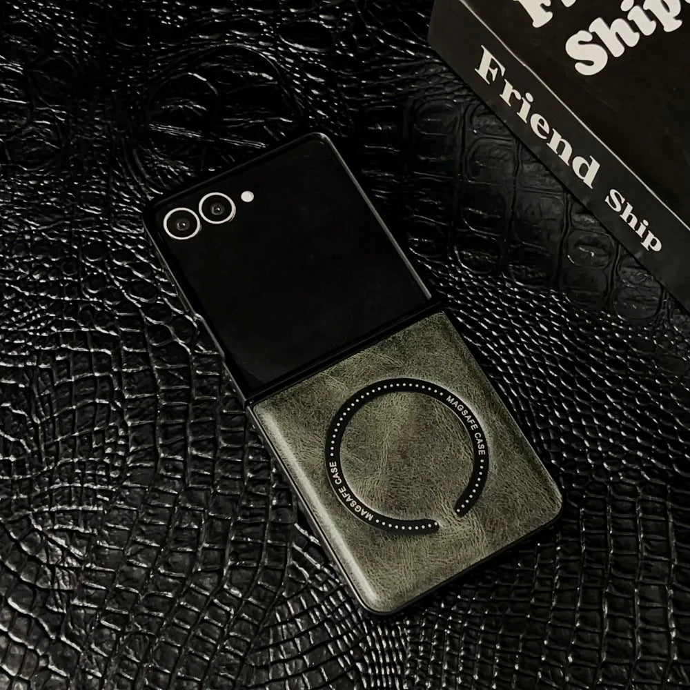 Matte magnetic wireless charging soft bumper flip phone case - product image