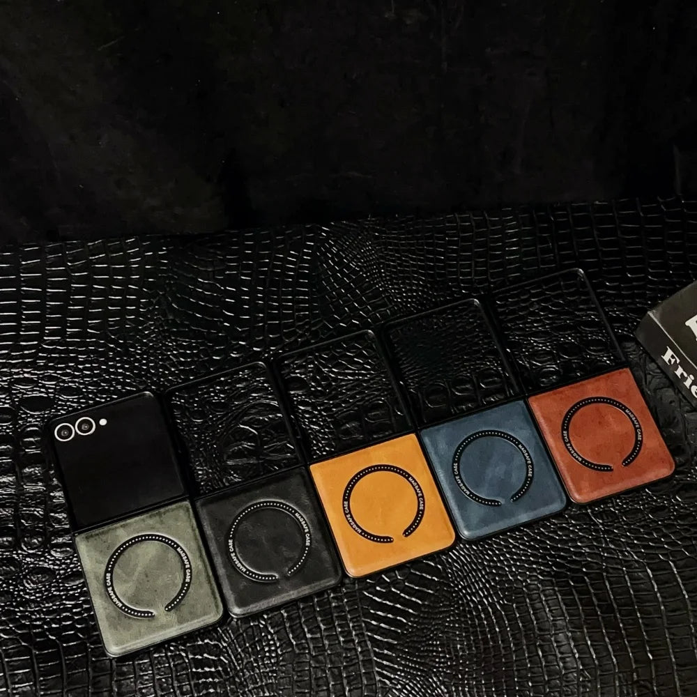 Matte magnetic wireless charging soft bumper flip phone case - product image