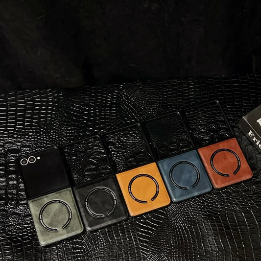 Matte magnetic wireless charging soft bumper flip phone case - product image