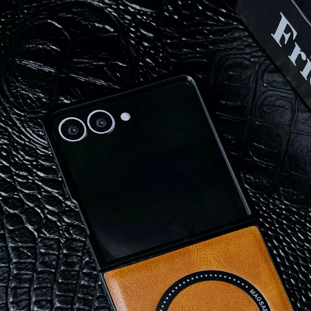 Matte magnetic wireless charging soft bumper flip phone case - product image